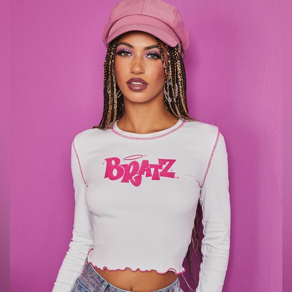NWOT White and Pink Long Sleeve Top